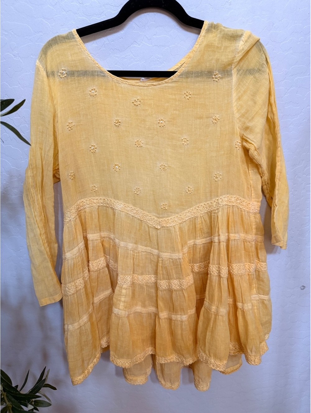 Women’s indigo thread co yellow boho blouse
